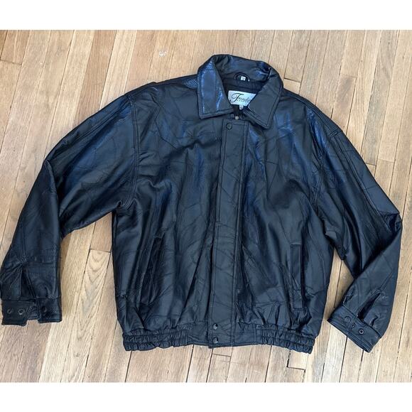 Vintage y2k Men's Black Patchwork Leather Jacket Size XL - Picture 3 of 7